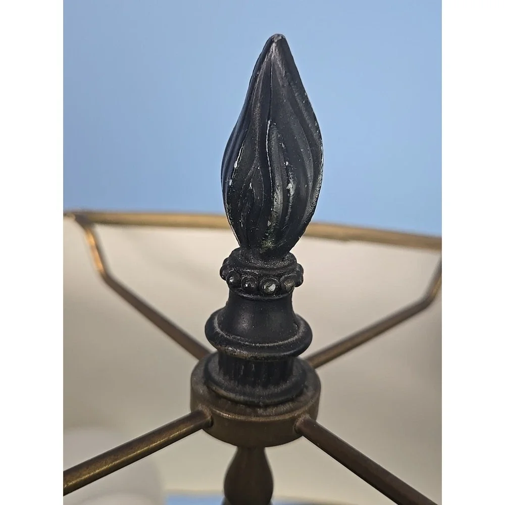 Vintage Leviton Cast Iron Metal table lamp‎ Dual Socket double light Lamp Black